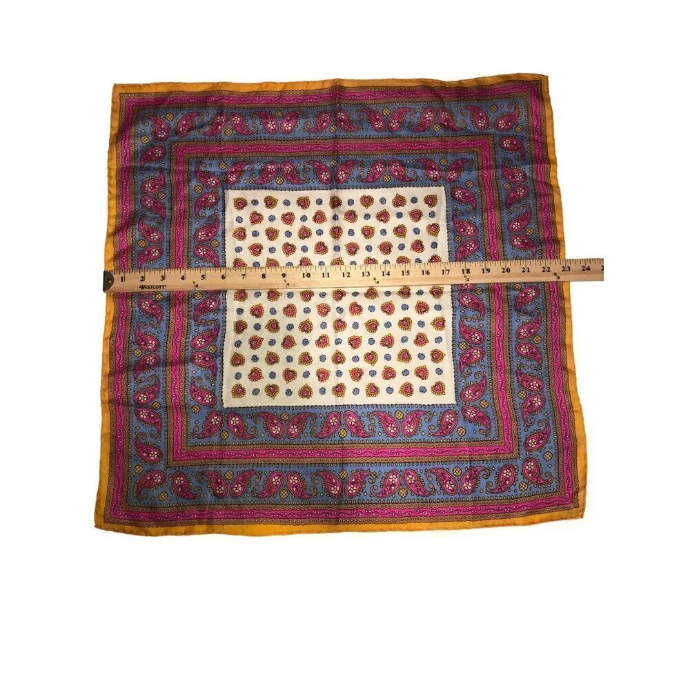 Vintage Paisley Floral Scarf Vibrant Colors 18